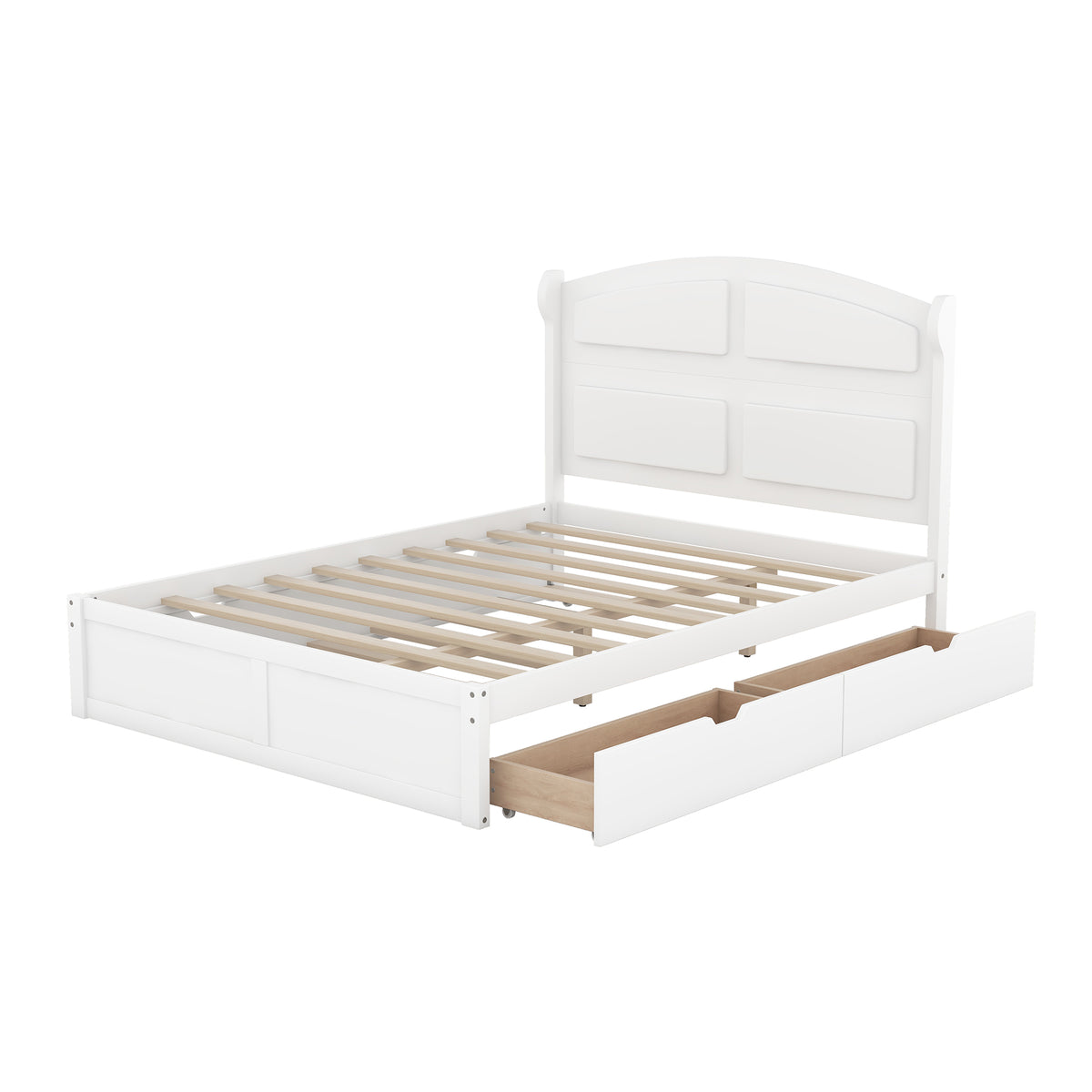 Wood Queen Platform Bed White