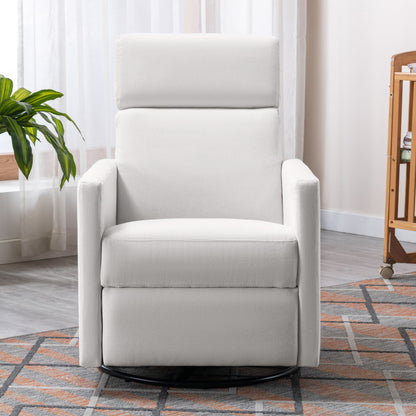 Beige Modern Upholstered Rocker Recliner Chair