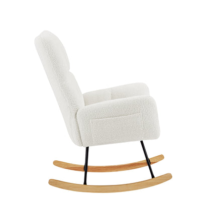 Teddy Fabric Rocking Chair Off White
