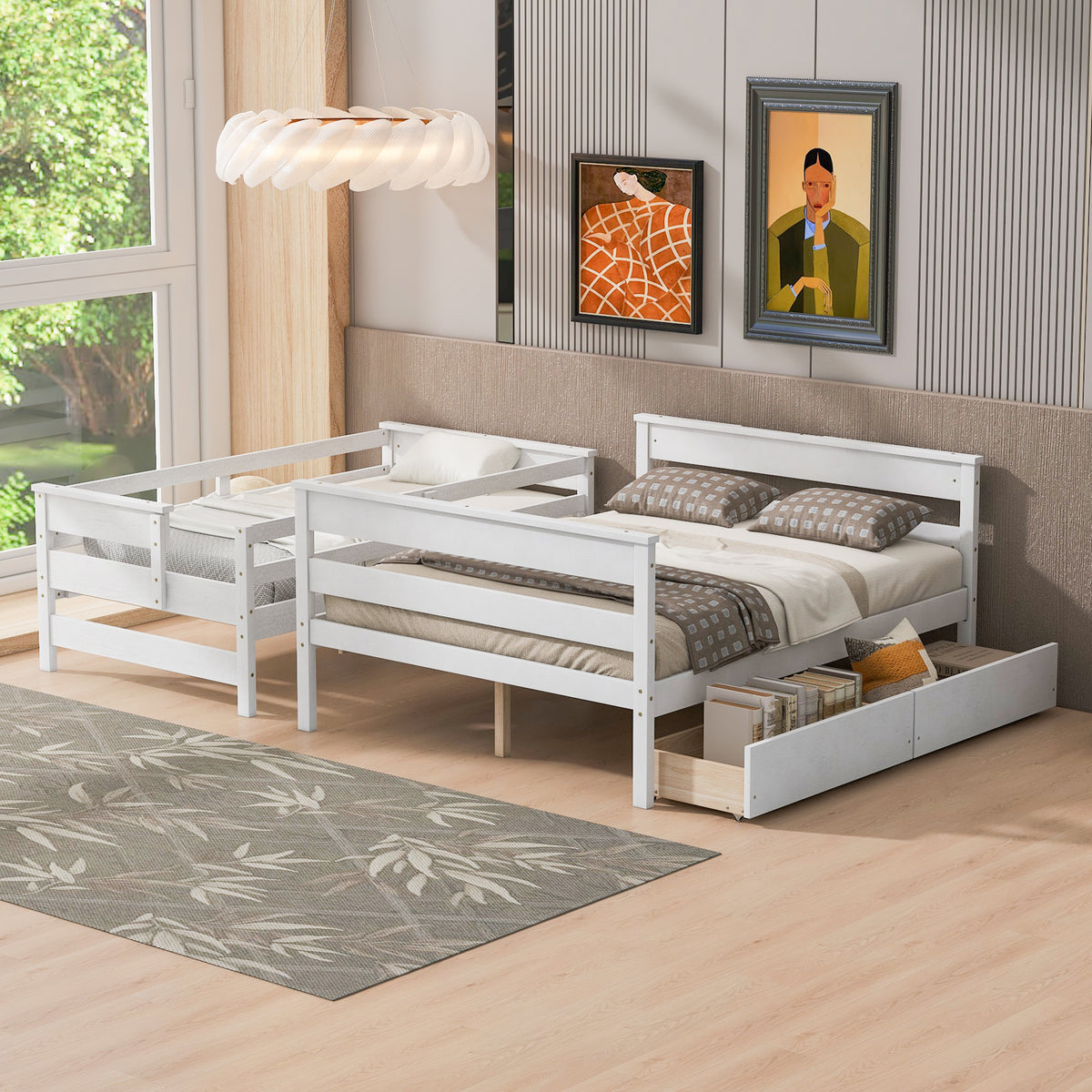 Twin over Full Bunk Bed White