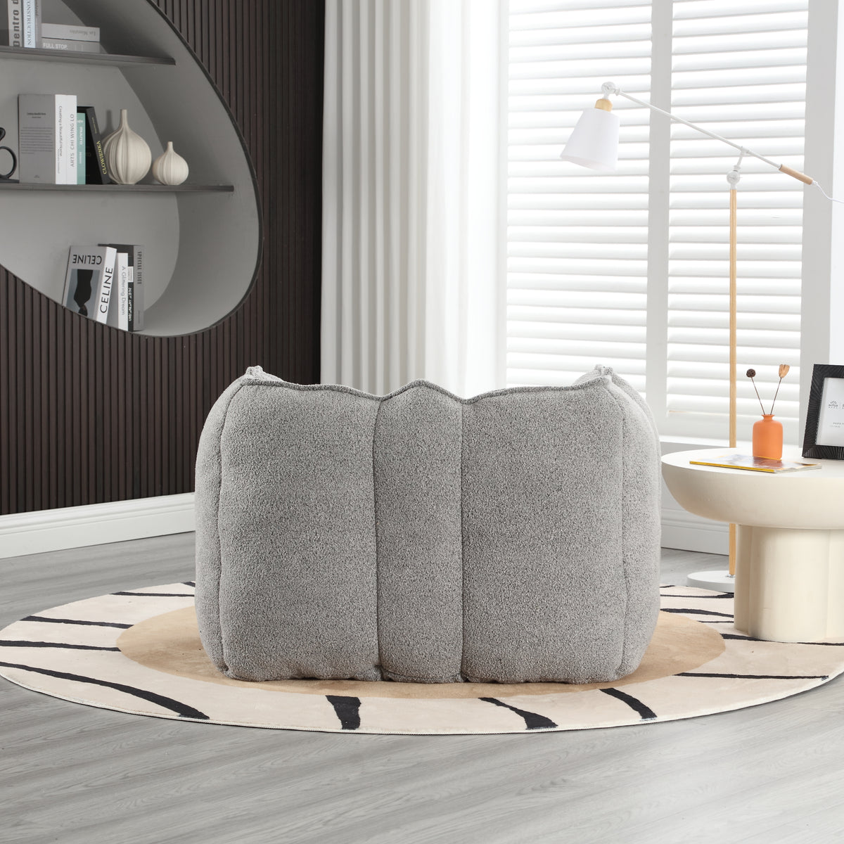 Soft Bean Bag Chair – Beige High-Resilience Foam