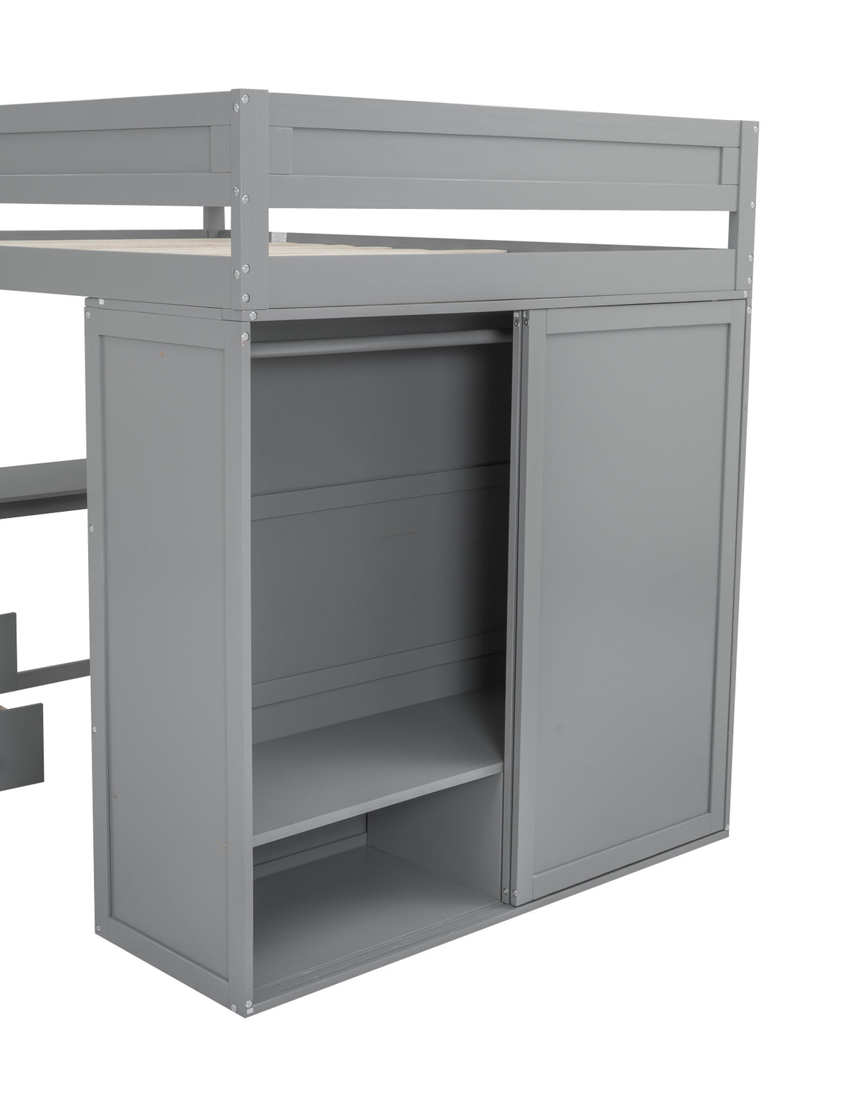 Full Loft Bed with Wardrobe Gray