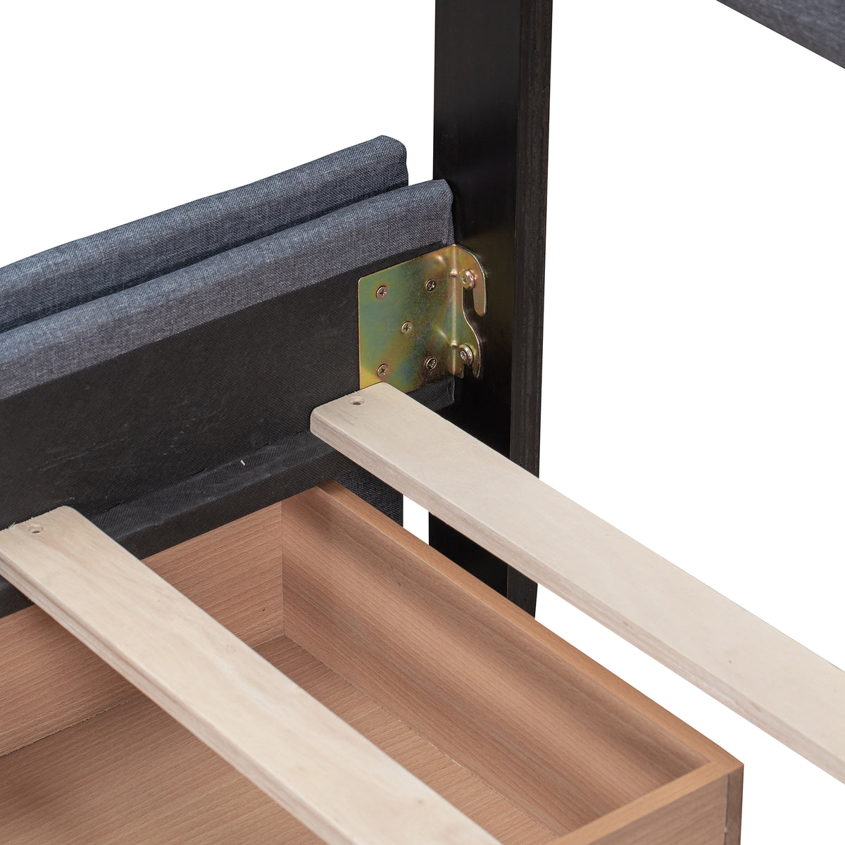 Upholstered Queen Platform Bed with Drawers Gray