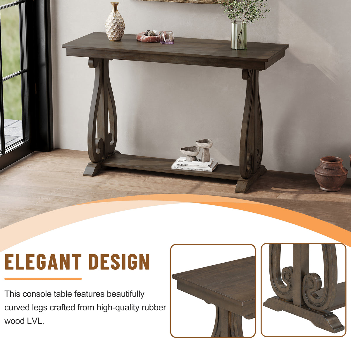 Walnut Farmhouse Console Table – 48”