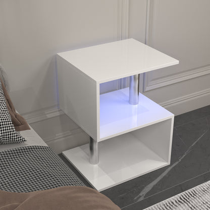 S-Shaped LED Coffee Table – Gloss White