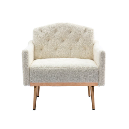 Teddy Armchair with Gold Legs – White