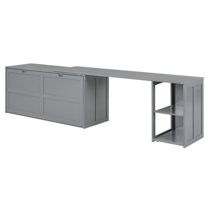 Queen Murphy Bed with Rotating Base Gray