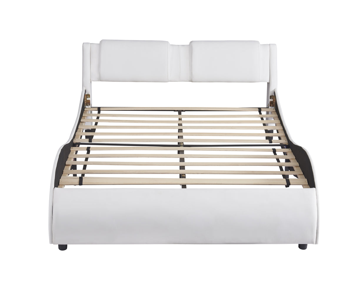 Full Upholstered Platform Bed with LED Lights
