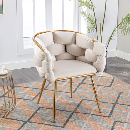 Leisure Velvet Lounge Chair – Beige