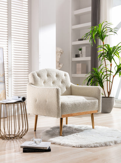 Teddy Armchair with Gold Legs – White