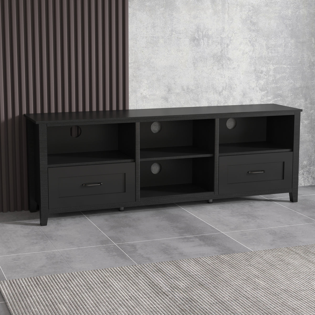 70" Modern Media Console with Storage Compartments