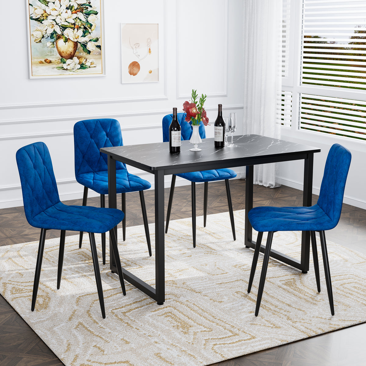 Velvet Dining Chair Set (4 pcs) – Modern Kitchen Style