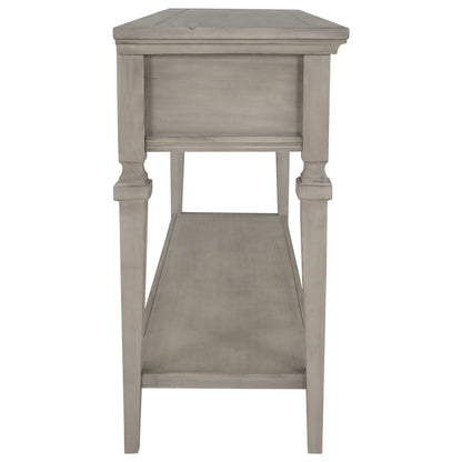 Gray Wood Console Table with Drawers