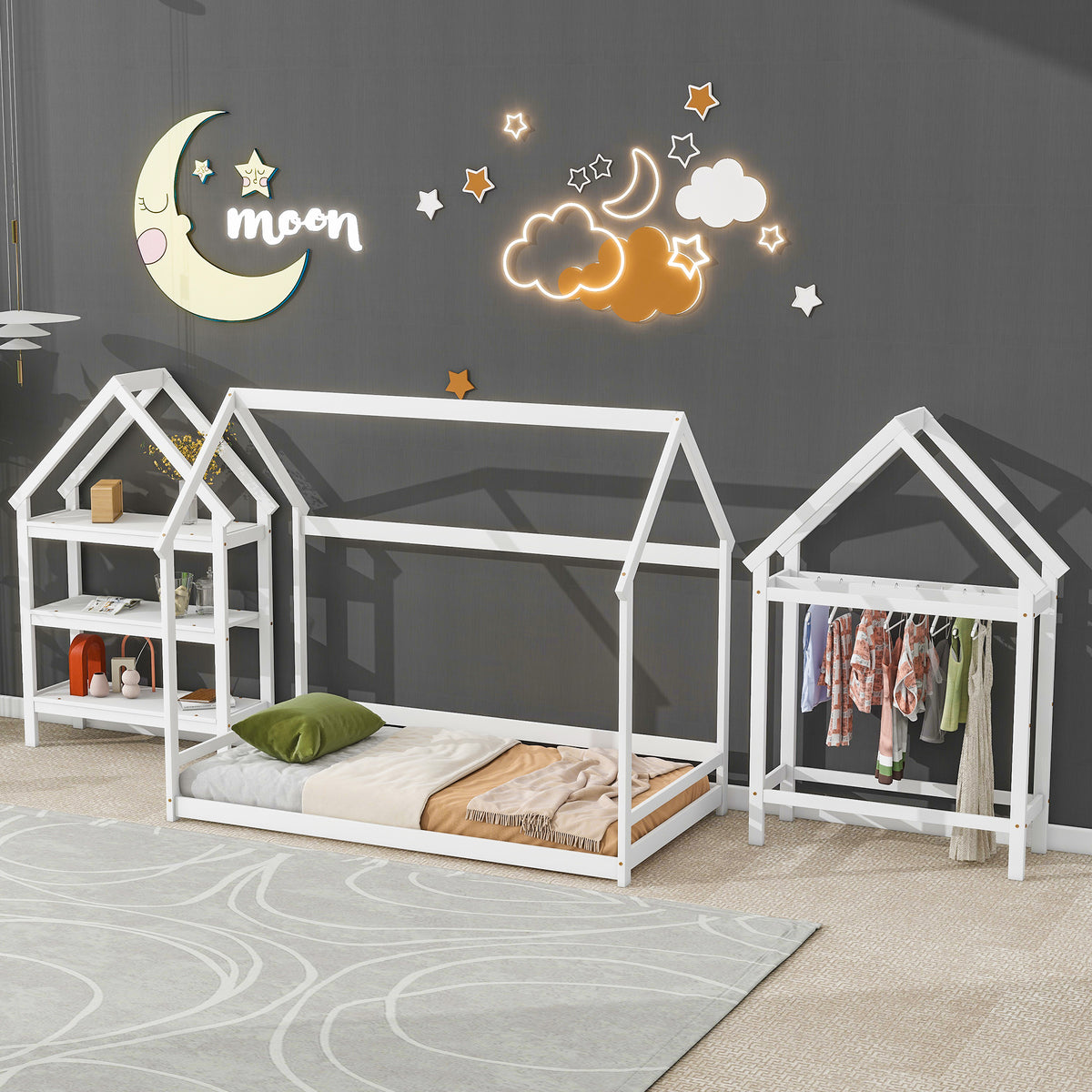 Twin House Bed White