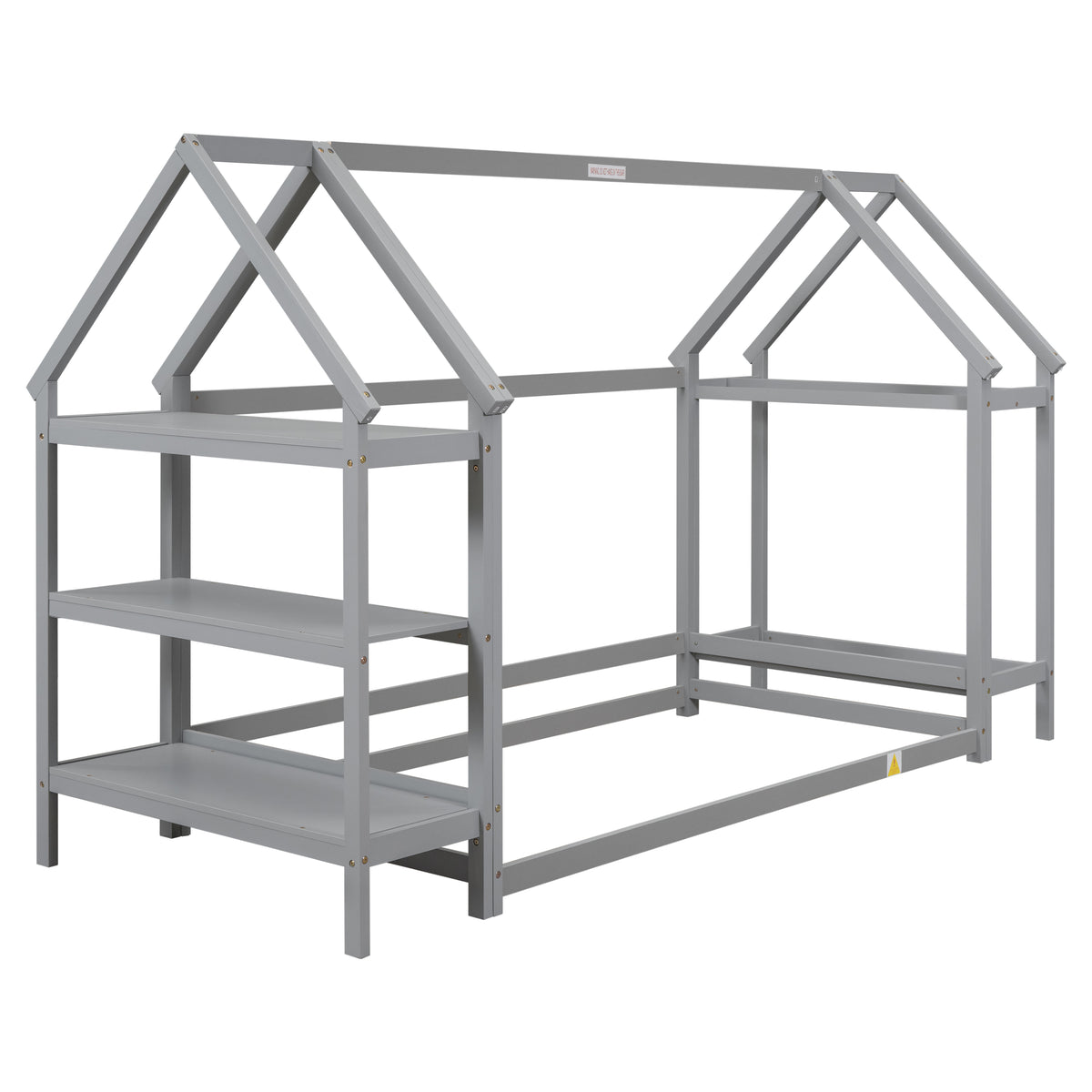 House Frame Platform Bed with Storage Gray