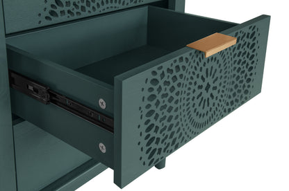 Carved Storage Chest with Metal Handles