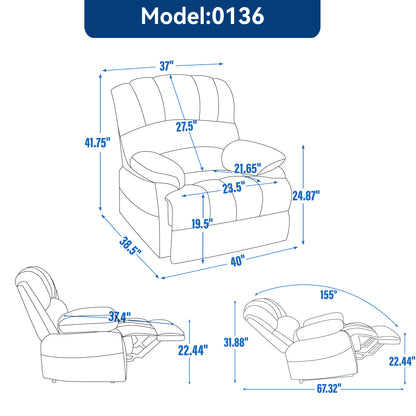 Manual Recliner Chair Fabric Beige