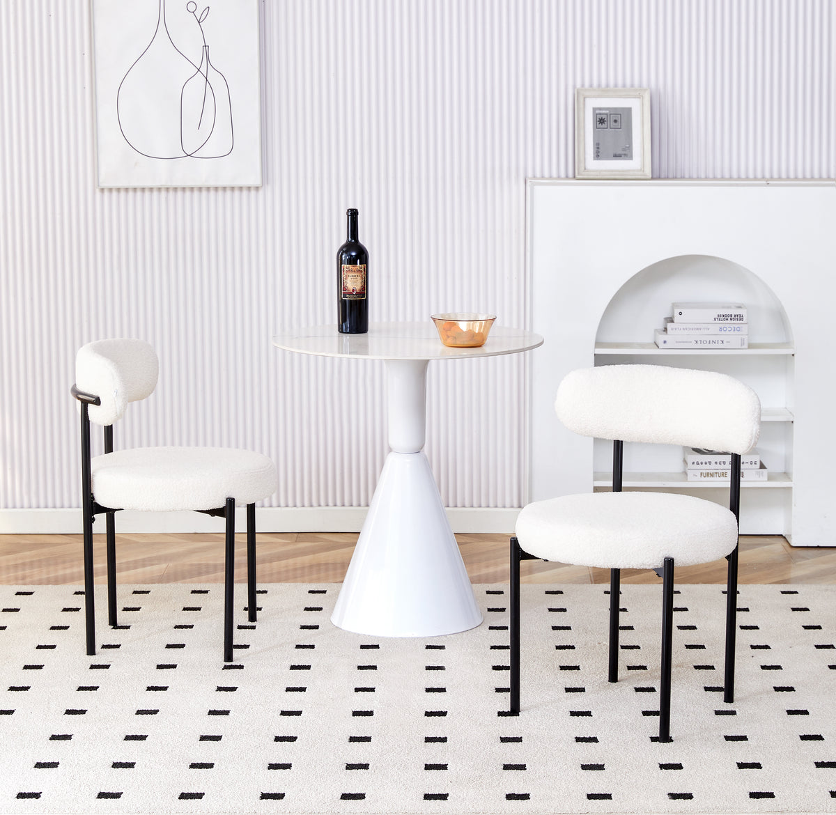 Modern Dining Chair Set (2 pcs) – White & Black