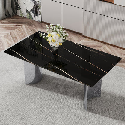 Modern Glass Dining Table Silver Base