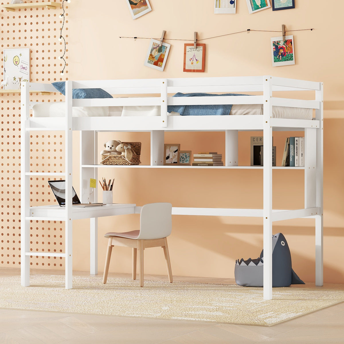 Twin Loft Bed White
