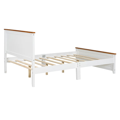 Full Wood Platform Bed with Slat Support White