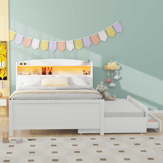 Full Storage Platform Bed White