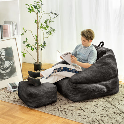Soft Bean Bag Sofa with Memory Foam Black