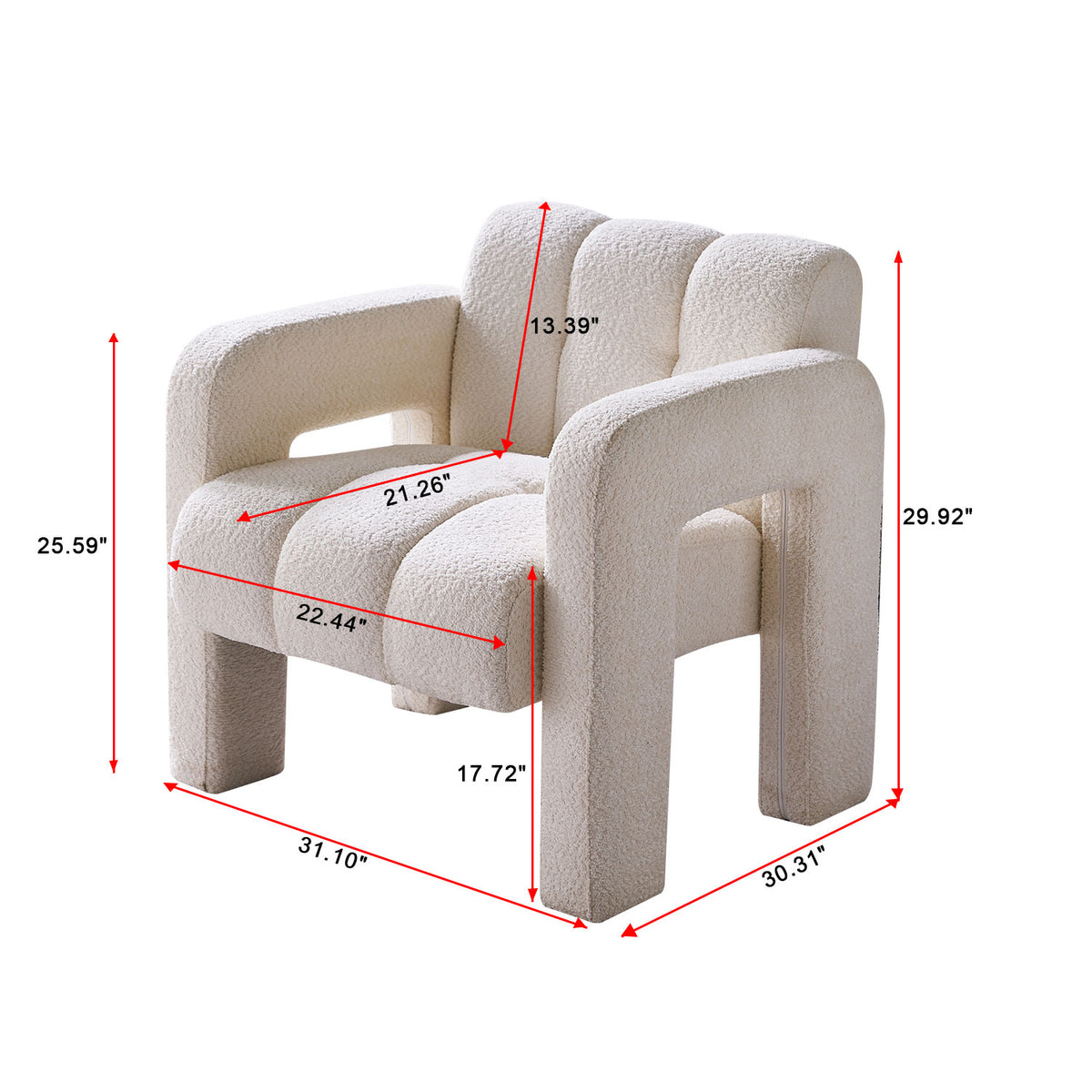 Boucle Accent Chair Beige Upholstery