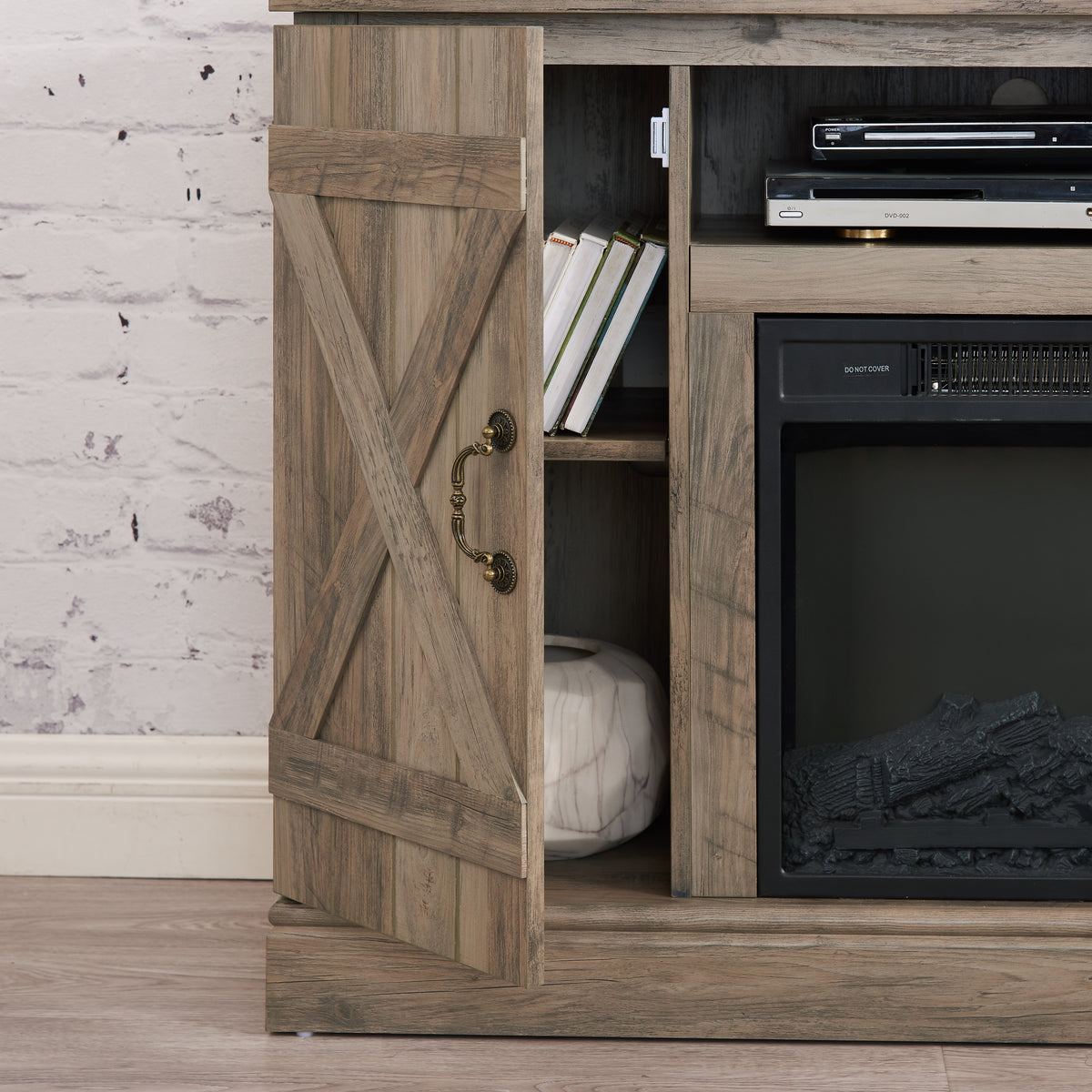 Gray Wash Wood Media Console TV Stand