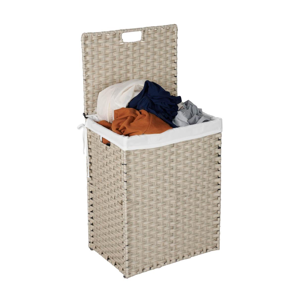 Light Grey Laundry Hamper with Lid and Wheels