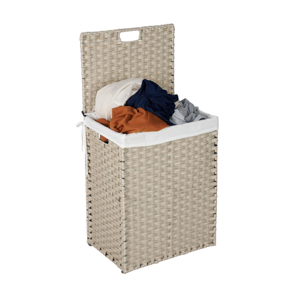 Light Grey Laundry Hamper with Lid and Wheels