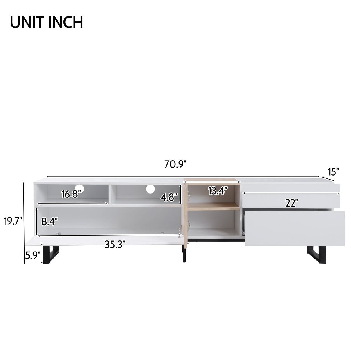Modern Double Storage TV Stand – 80”