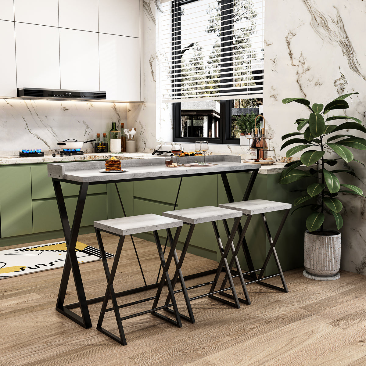 Modern Dining Table Set Gray