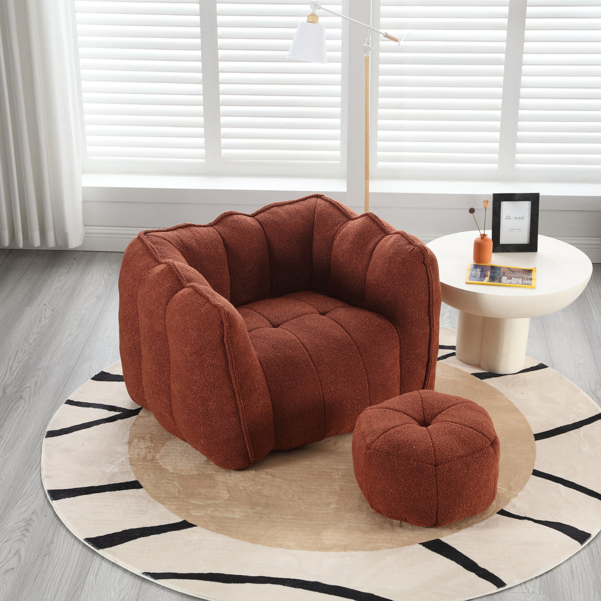 Bean Bag Chair with Footstool Gray