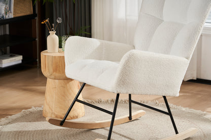Teddy Fabric Rocking Nursery Chair – White