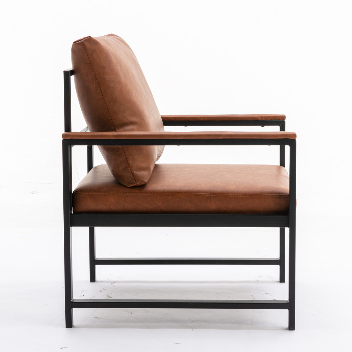Faux Leather Accent Chair – Burnt Orange