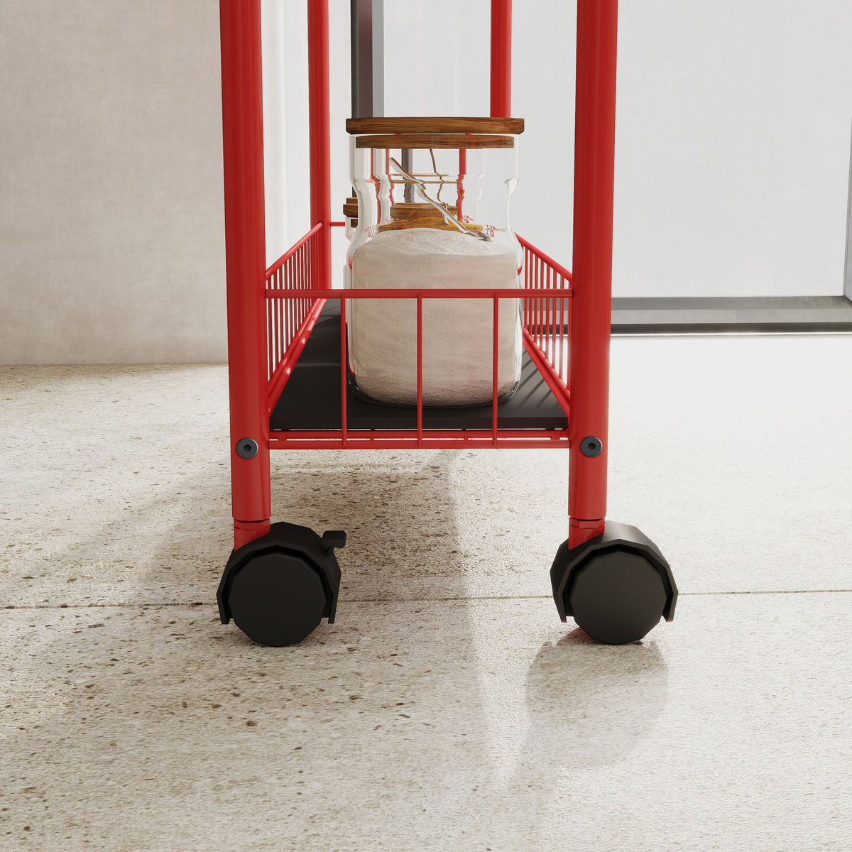 6-Tier Rolling Utility Cart – Red