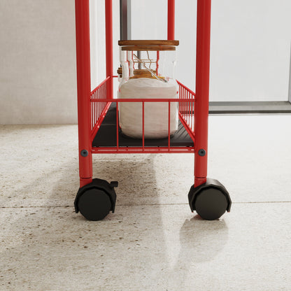 6-Tier Rolling Utility Cart – Red