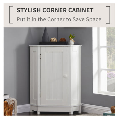 White Corner Bathroom Storage Cabinet Adjustable Shelves