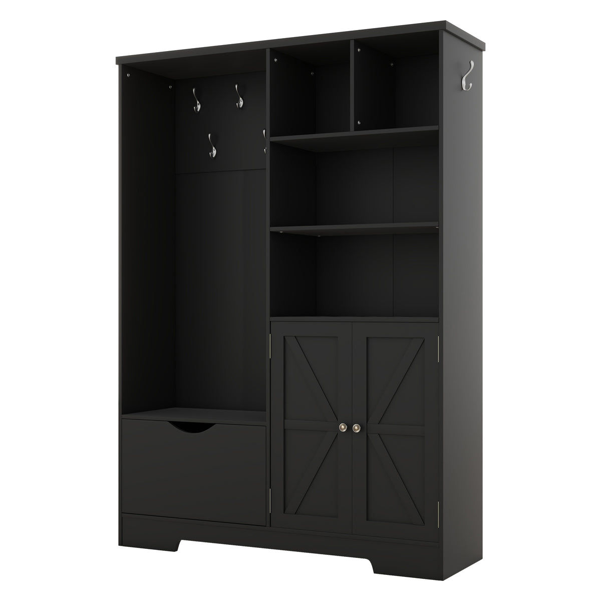Hall Tree Storage Cabinet Black