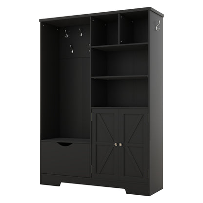 Hall Tree Storage Cabinet Black