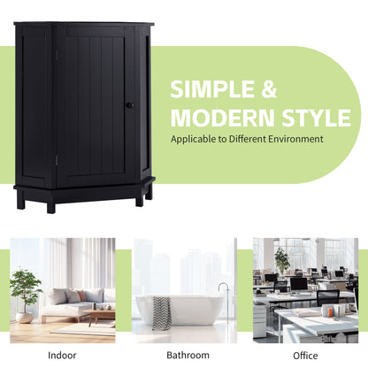 Black Corner Bathroom Storage Cabinet Adjustable Shelves