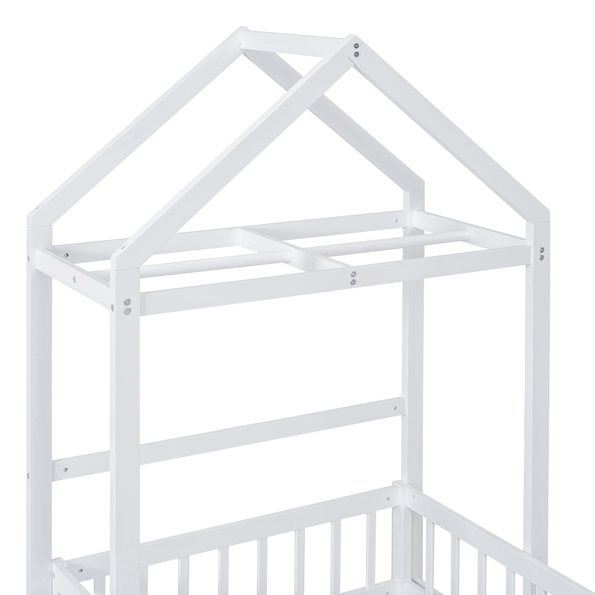 Wooden Twin Bed with Clothes Drying Rack Pink