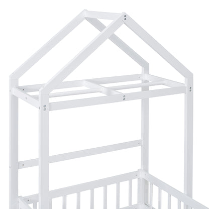 Wooden Twin Bed with Clothes Drying Rack Pink