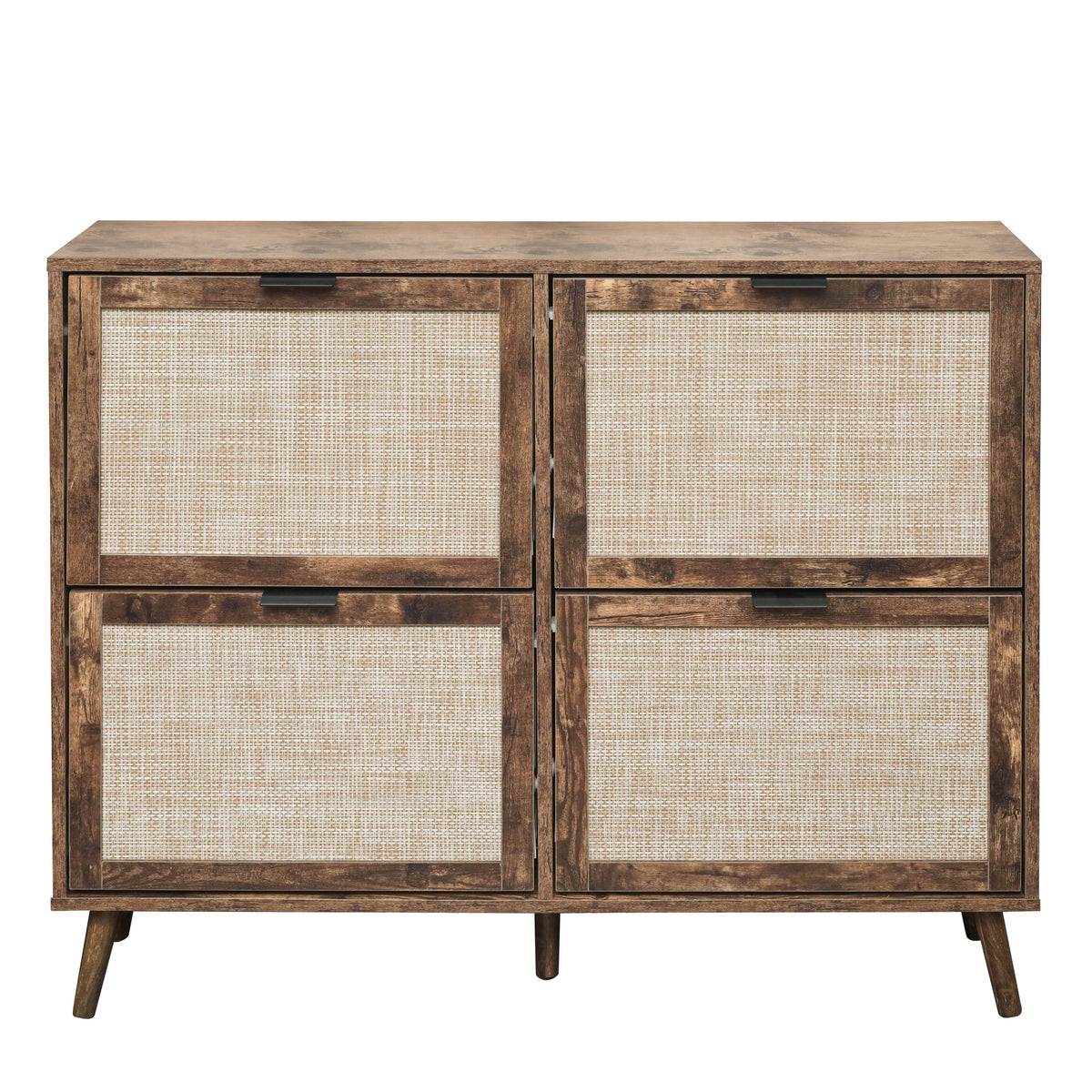 4-Door Freestanding Shoe Cabinet with Storage Shelves
