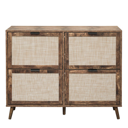 4-Door Freestanding Shoe Cabinet with Storage Shelves