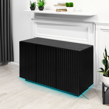 Carved LED Sideboard Cabinet with Adjustable Shelf