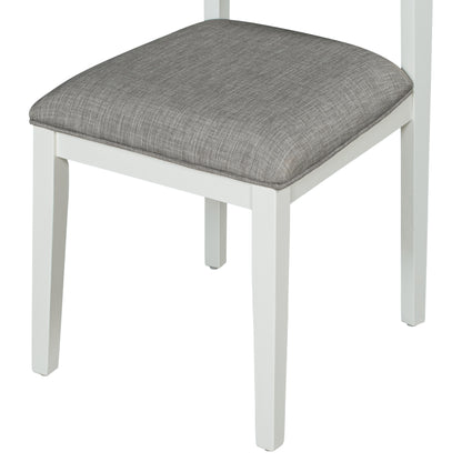 6-Piece Dining Set with Bench White and Gray