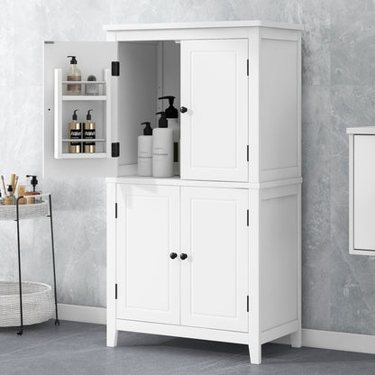 White Bathroom Floor Cabinet Adjustable Shelf