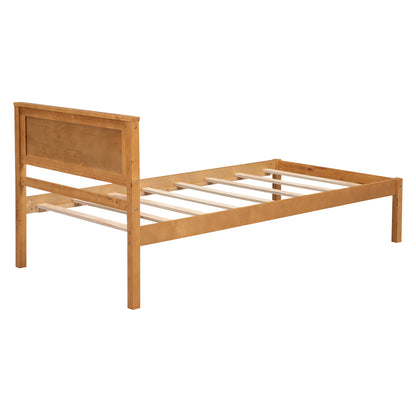 Twin Platform Bed with Headboard Oak